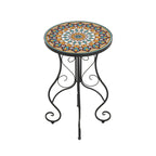 Round Ceramic Outdoor Side Table,Colorful+Black