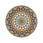 Round Ceramic Outdoor Side Table,Colorful+Black