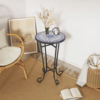 Patio Side Table,Blue+Black