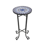 Patio Side Table,Blue+Black
