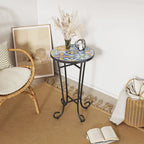 Patio Side Table,Blue+Black