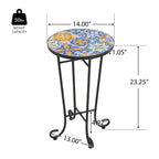 Patio Side Table,Blue+Black