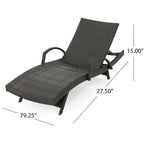 Roomfitters PE Wicker Chaise Lounge with Arm for Outdoor Relaxation, Adjustable Backrest, Stylish Patio Furniture