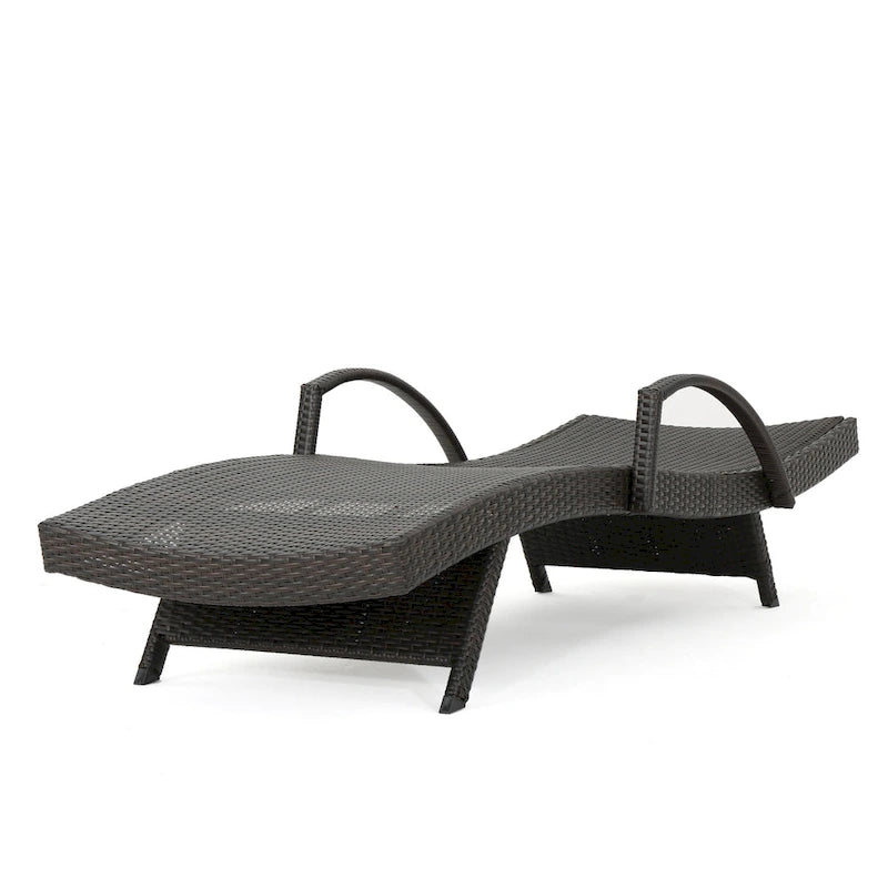 Roomfitters PE Wicker Chaise Lounge with Arm for Outdoor Relaxation, Adjustable Backrest, Stylish Patio Furniture