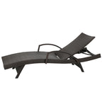 Roomfitters PE Wicker Chaise Lounge with Arm for Outdoor Relaxation, Adjustable Backrest, Stylish Patio Furniture