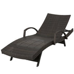 Roomfitters PE Wicker Chaise Lounge with Arm for Outdoor Relaxation, Adjustable Backrest, Stylish Patio Furniture