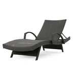 Roomfitters PE Wicker Chaise Lounge with Arm for Outdoor Relaxation, Adjustable Backrest, Stylish Patio Furniture