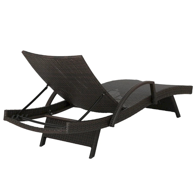 Roomfitters PE Wicker Chaise Lounge with Arm for Outdoor Relaxation, Adjustable Backrest, Stylish Patio Furniture