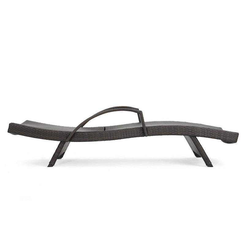 Roomfitters PE Wicker Chaise Lounge with Arm for Outdoor Relaxation, Adjustable Backrest, Stylish Patio Furniture