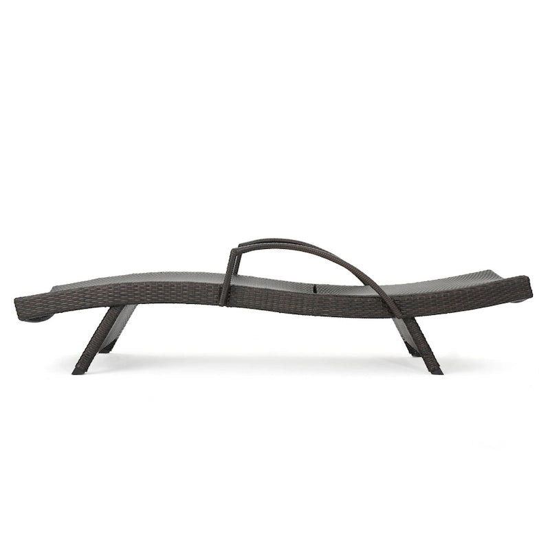 Roomfitters PE Wicker Chaise Lounge with Arm for Outdoor Relaxation, Adjustable Backrest, Stylish Patio Furniture