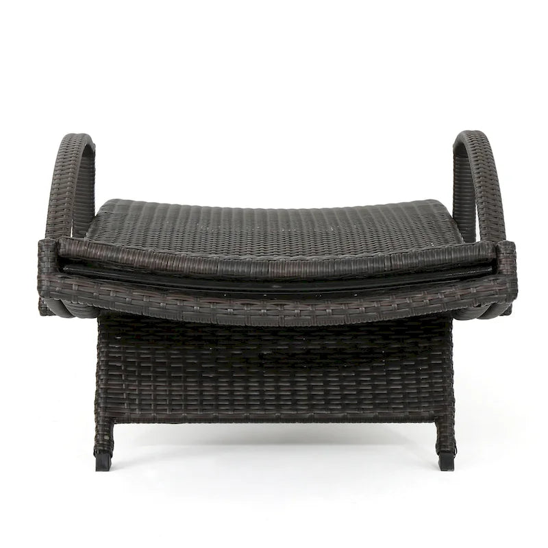 Roomfitters PE Wicker Chaise Lounge with Arm for Outdoor Relaxation, Adjustable Backrest, Stylish Patio Furniture