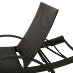 Roomfitters PE Wicker Chaise Lounge with Arm for Outdoor Relaxation, Adjustable Backrest, Stylish Patio Furniture