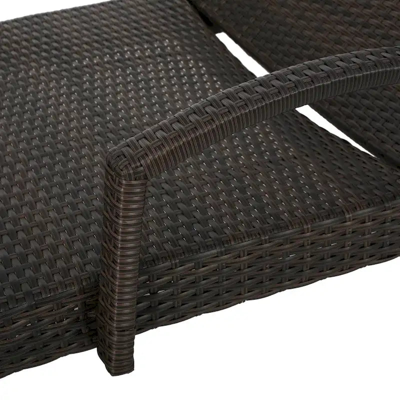 Roomfitters PE Wicker Chaise Lounge with Arm for Outdoor Relaxation, Adjustable Backrest, Stylish Patio Furniture