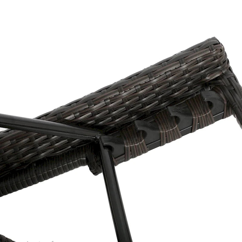 Roomfitters PE Wicker Chaise Lounge with Arm for Outdoor Relaxation, Adjustable Backrest, Stylish Patio Furniture