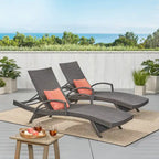 Roomfitters PE Wicker Chaise Lounge with Arm for Outdoor Relaxation, Adjustable Backrest, Stylish Patio Furniture