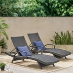 Roomfitters PE Wicker Chaise Lounge with Arm for Outdoor Relaxation, Adjustable Backrest, Stylish Patio Furniture