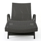 Roomfitters PE Wicker Chaise Lounge with Arm for Outdoor Relaxation, Adjustable Backrest, Stylish Patio Furniture