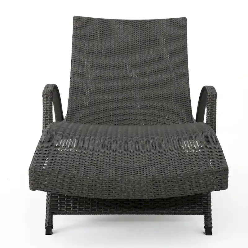 Roomfitters PE Wicker Chaise Lounge with Arm for Outdoor Relaxation, Adjustable Backrest, Stylish Patio Furniture