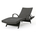 Roomfitters PE Wicker Chaise Lounge with Arm for Outdoor Relaxation, Adjustable Backrest, Stylish Patio Furniture