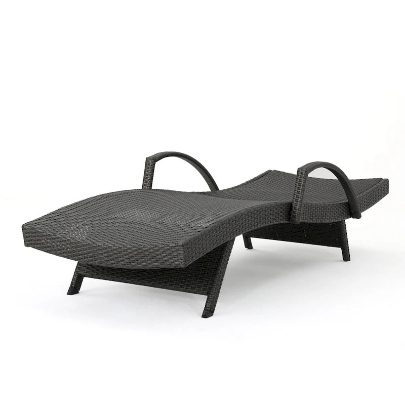Roomfitters PE Wicker Chaise Lounge with Arm for Outdoor Relaxation, Adjustable Backrest, Stylish Patio Furniture