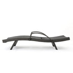 Roomfitters PE Wicker Chaise Lounge with Arm for Outdoor Relaxation, Adjustable Backrest, Stylish Patio Furniture