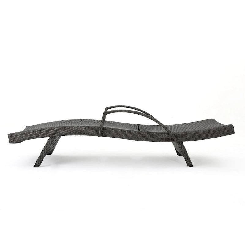Roomfitters PE Wicker Chaise Lounge with Arm for Outdoor Relaxation, Adjustable Backrest, Stylish Patio Furniture