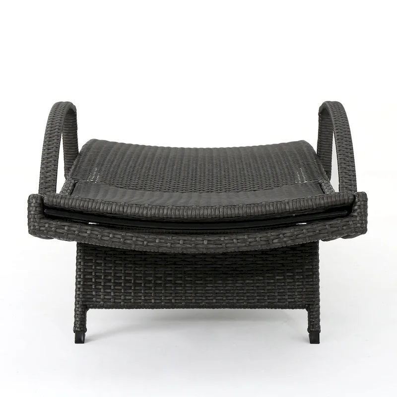 Roomfitters PE Wicker Chaise Lounge with Arm for Outdoor Relaxation, Adjustable Backrest, Stylish Patio Furniture