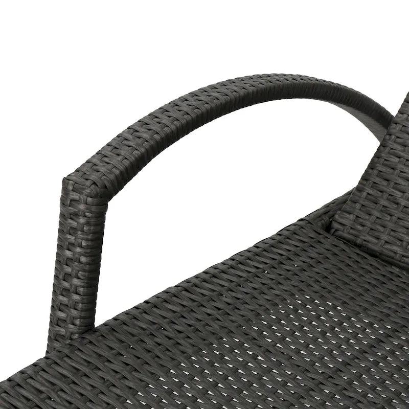 Roomfitters PE Wicker Chaise Lounge with Arm for Outdoor Relaxation, Adjustable Backrest, Stylish Patio Furniture