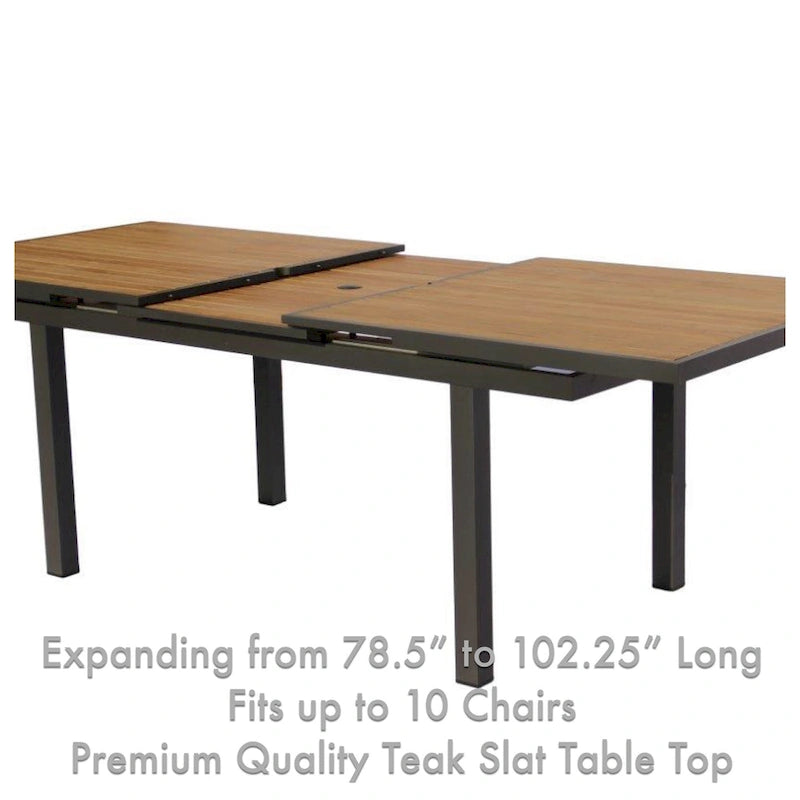 Catania Dark Gray 11-Piece Aluminum Outdoor Dining Set with Sling Set in Pewter - N/A