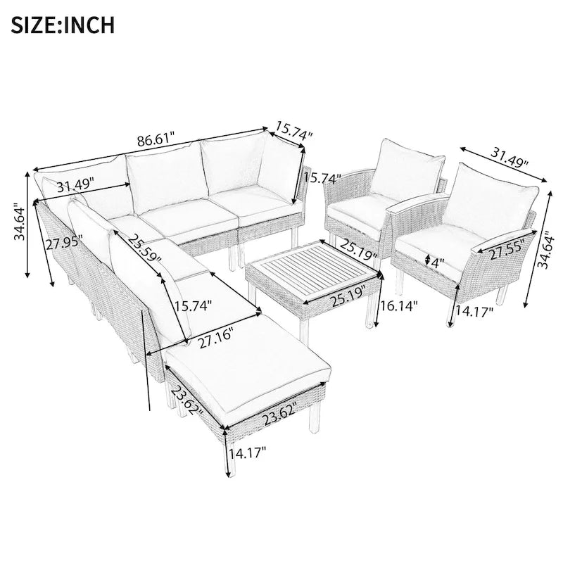 9-Piece Outdoor Conversation Set