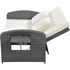 PE Wicker Rattan Double Chaise Lounge, 2-Person Reclining Daybed with Adjustable Back and Cushions, Patio Sun Lounger