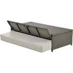 PE Wicker Rattan Double Chaise Lounge, 2-Person Reclining Daybed with Adjustable Back and Cushions, Patio Sun Lounger