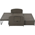 PE Wicker Rattan Double Chaise Lounge, 2-Person Reclining Daybed with Adjustable Back and Cushions, Patio Sun Lounger