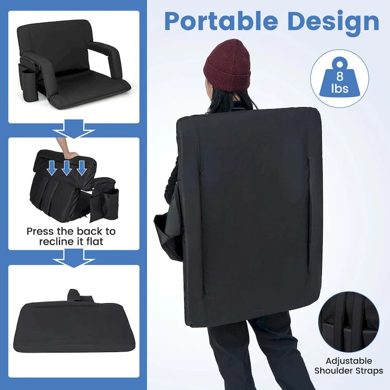 Costway 1/2 PCS Stadium Seat for Bleachers Bleacher Chair with 6