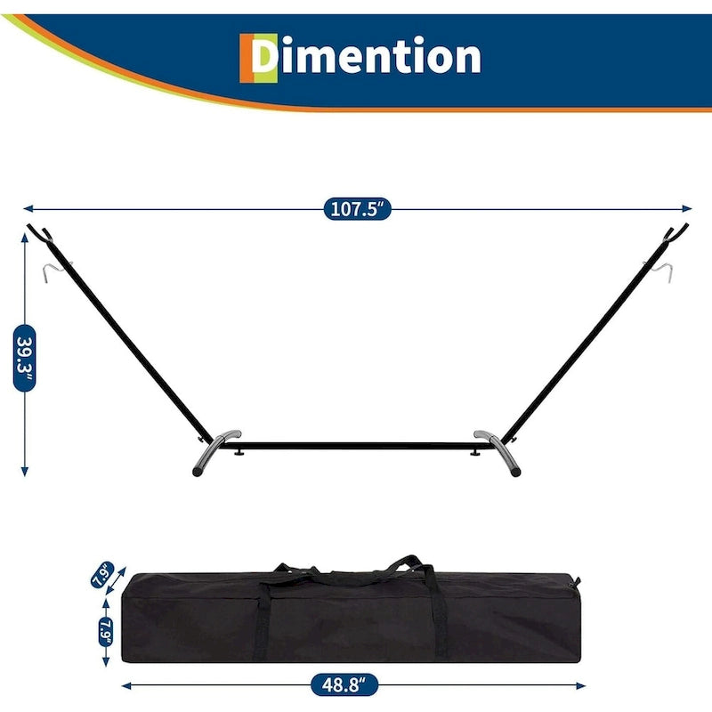 Hammock with Stand for Outside, 2-Person Outdoor Portable Hammock, 500lb Capacity + Waterproof Carry Bag