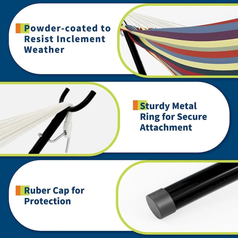 Hammock with Stand for Outside, 2-Person Outdoor Portable Hammock, 500lb Capacity + Waterproof Carry Bag