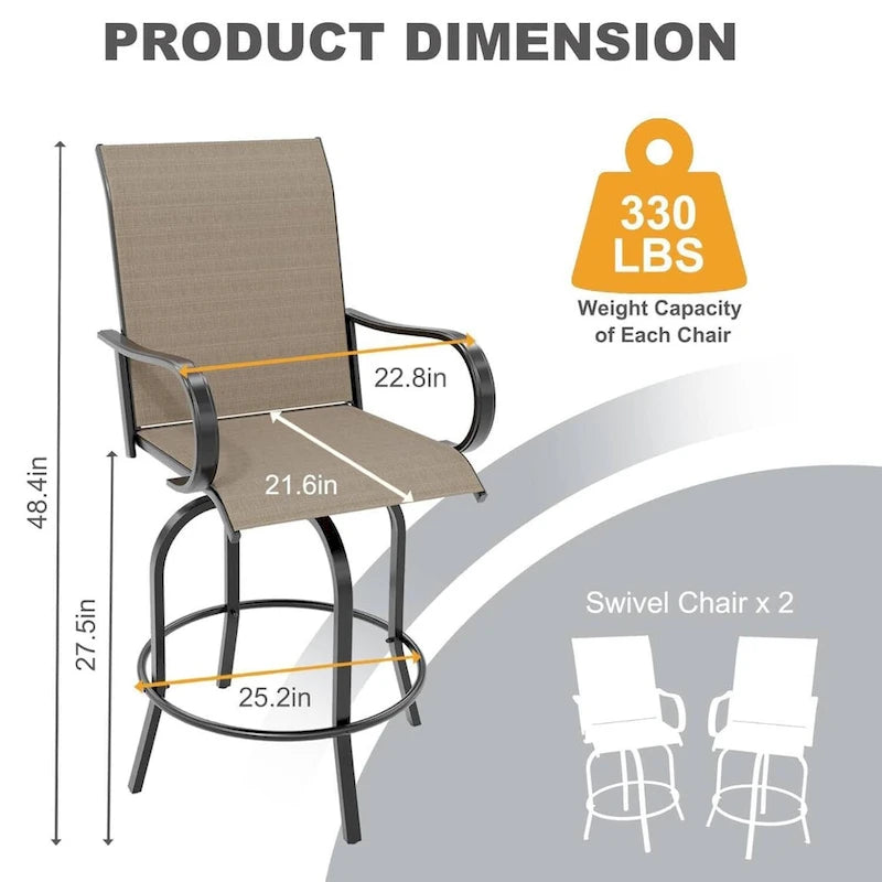 Outdoor Swivel Bar Stools Set for Deck, Patio