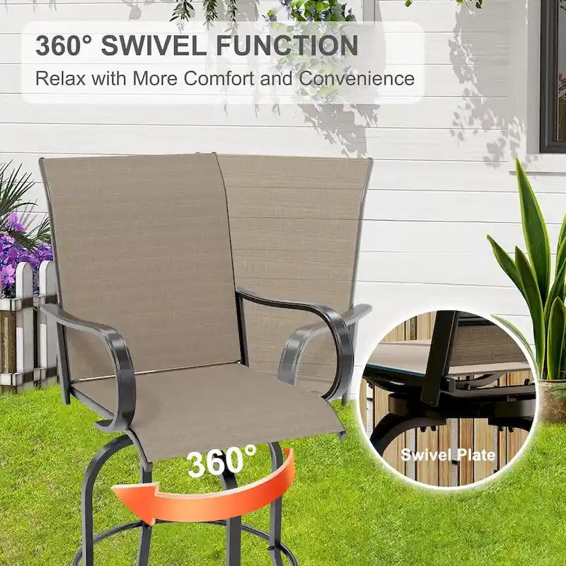 Outdoor Swivel Bar Stools Set for Deck, Patio