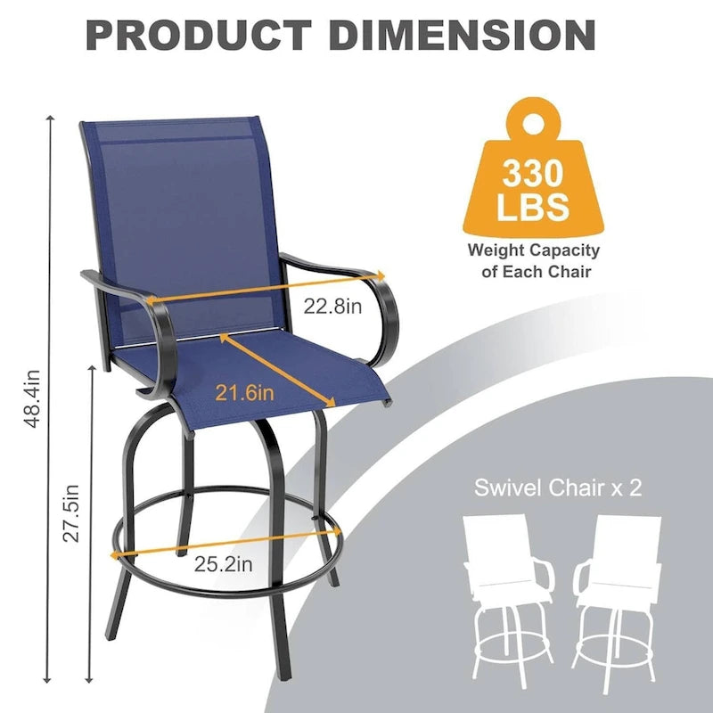 Outdoor Swivel Bar Stools Set for Deck, Patio