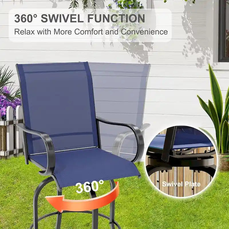 Outdoor Swivel Bar Stools Set for Deck, Patio