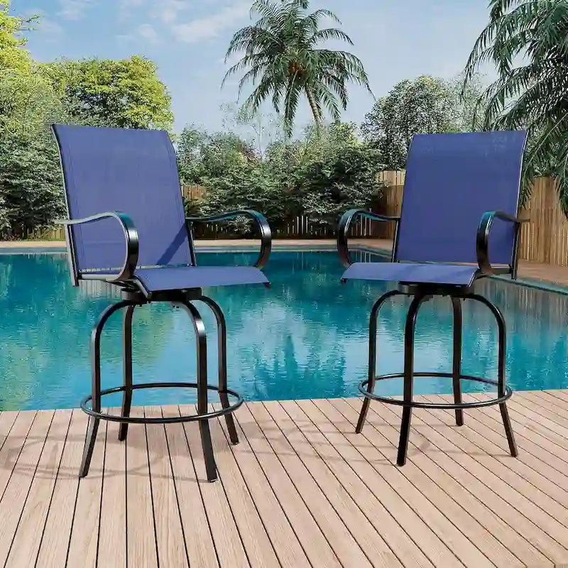 Outdoor Swivel Bar Stools Set for Deck, Patio