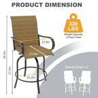 Outdoor Swivel Bar Stools Set for Deck, Patio