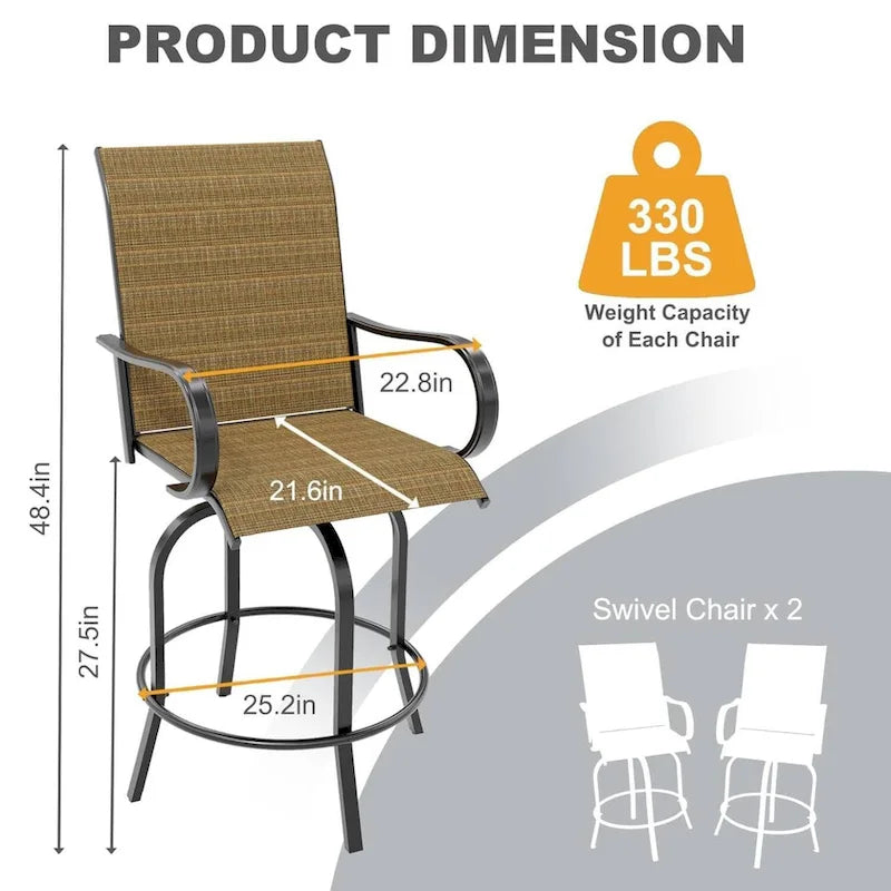 Outdoor Swivel Bar Stools Set for Deck, Patio