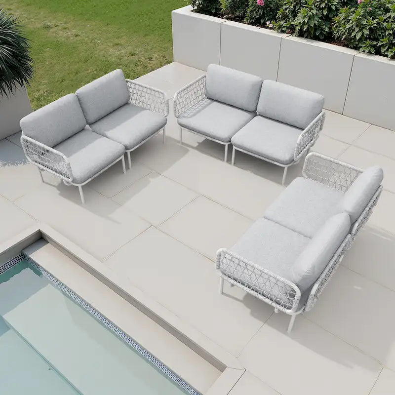 Outdoor Patio Sectional Sofa Set Cushioned Conversation Seating Set