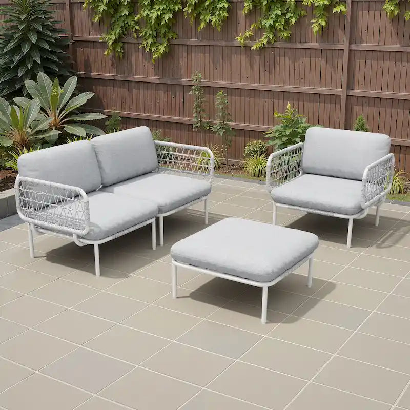 Outdoor Patio Sectional Sofa Set Cushioned Conversation Seating Set