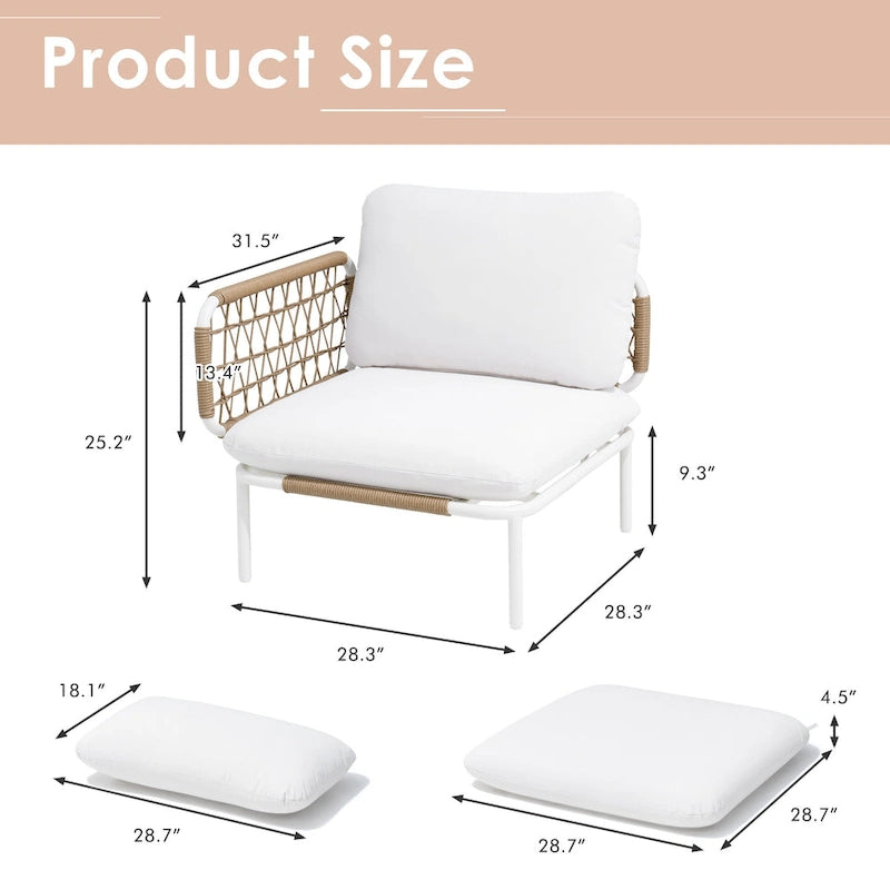 Outdoor Patio Sectional Sofa Set Cushioned Conversation Seating Set