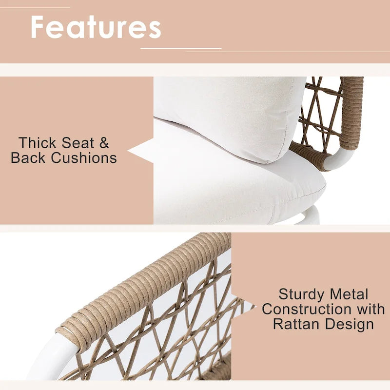 Outdoor Patio Sectional Sofa Set Cushioned Conversation Seating Set