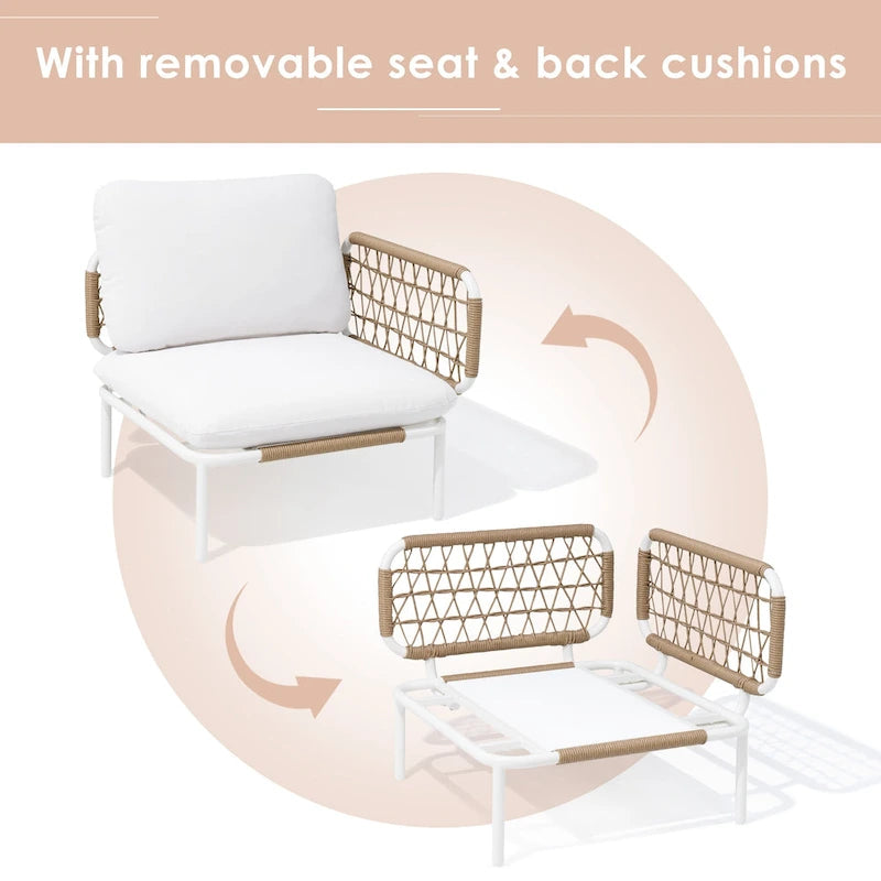 Outdoor Patio Sectional Sofa Set Cushioned Conversation Seating Set