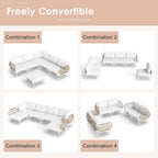 Outdoor Patio Sectional Sofa Set Cushioned Conversation Seating Set