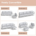 Outdoor Patio Sectional Sofa Set Cushioned Conversation Seating Set